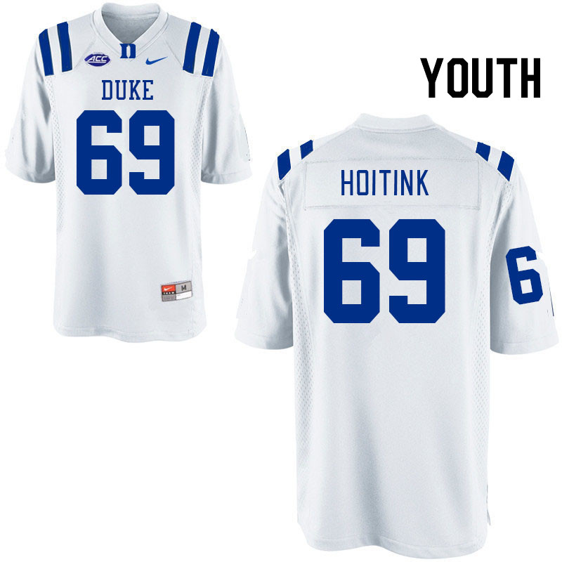 Youth #69 Ben Hoitink Duke Blue Devils College Football Jerseys Stitched Sale-White - Click Image to Close